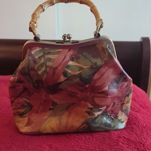 Patricia Nash Floral Print Handbag with Bamboo Handle